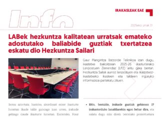 EAEko Irakasleak: LABek hezkuntza kalitatean urratsak emateko adostutako baliabide guztiak txertatzea eskatu dio Hezkuntza Sailari