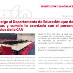 Personal de Servicios del Departamento de Educación: LAB exige al Departamento de Educación que deje las excusas y cumpla lo acordado con el personal de servicios de la CAV