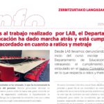 Personal de Servicios de la CAV: Gracias al trabajo realizado por LAB, el Departamento de Educación ha dado marcha atrás y está cumpliendo con lo acordado en cuanto a ratios y metraje
