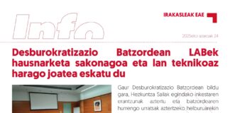 EAEko Irakasleak: Desburokratizazio Batzordean LABek hausnarketa sakonagoa eta lan teknikoaz harago joatea eskatu du
