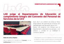 Personal de Servicios de la CAV: LAB exige al Departamento de Educación el cumplimiento íntegro