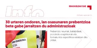 EAEko Irakasleak: 30 urteren ondoren, lan osasunaren prebentzioa bete gabe jarraitzen du administrazioak
