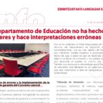 Personal de Servicios de la CAV: El departamento de Educación no ha hecho los deberes y hace interpretaciones erróneas