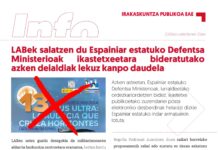 LABek salatzen du Espainiar estatuko Defentsa Ministerioak ikastetxeetara bideratutako azken deialdiak lekuz kanpo daudela