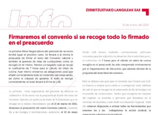 Personal de Servicios de la CAV: Firmaremos el convenio si se recoge todo lo firmado en el preacuerdo