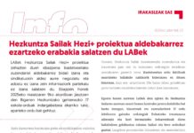 EAEko Irakasleak: Hezkuntza Sailak Hezi+ proiektua aldebakarrez ezartzeko erabakia salatzen du LABek