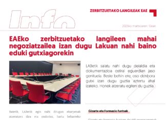 EAEko zerbitzuetako langileen mahai negoziatzailea izan dugu Lakuan nahi baino eduki gutxiagorekin