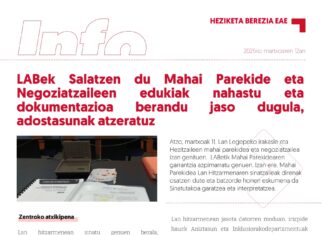 EAEko Heziketa Berezia: LABek Salatzen du Mahai Parekide eta Negoziatzaileen edukiak nahastu eta dokumentazioa berandu jaso dugula, adostasunak atzeratuz