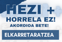 EAEko Irakasleak: HEZI+ horrela ez! Akordioa bete! sinadura bilketa eta elkarretaratzea