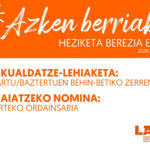 Azken Berriak: 2026-2027 lekualdatze lehiaketa etaaparteko soldata