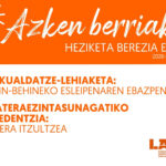 Azken Berriak: Lekualdatze-lehiaketa eta bateraezintasunagatiko eszedentzia
