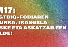 Maiatzak 17: LGTBIQ+fobiaren aurka, ikasgela aske eta askatzaileen alde!