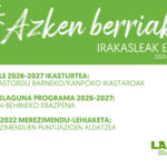 Azken Berriak: IRALE 2026-2027, Bidelaguna programa eta EPE 2022