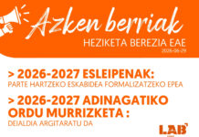 Azken Berriak: 2026-2027 Esleipenak eta 2026-2027 Adinaren arrazoiarengatik orduen murrizketa