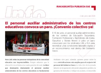 El personal auxiliar administrativo de los centros educativos convoca un paro. ¡Convenio colectivo ya!