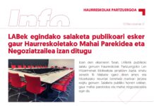 LABek egindako salaketa publikoari esker gaur Haurreskoletako Mahai Parekidea eta Negoziatzailea izan ditugu