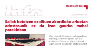 EAEko Irakasleak: Sailak betetzen ez dituen akordioko arloetan adostasunik ez da izan gaurko mahai parekidean
