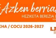Azken Berriak: 2026-2027 Esleipenak