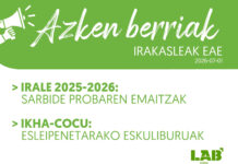 Azken Berriak: IRALE 2025-2026. Irakastordu barneko ikastaroak eta IKHA-COCU esleipenetarako eskuliburuak