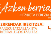Azken Berriak: Zerrendak irekitzea. Transkribatzailea eta Material-egokitzaileak